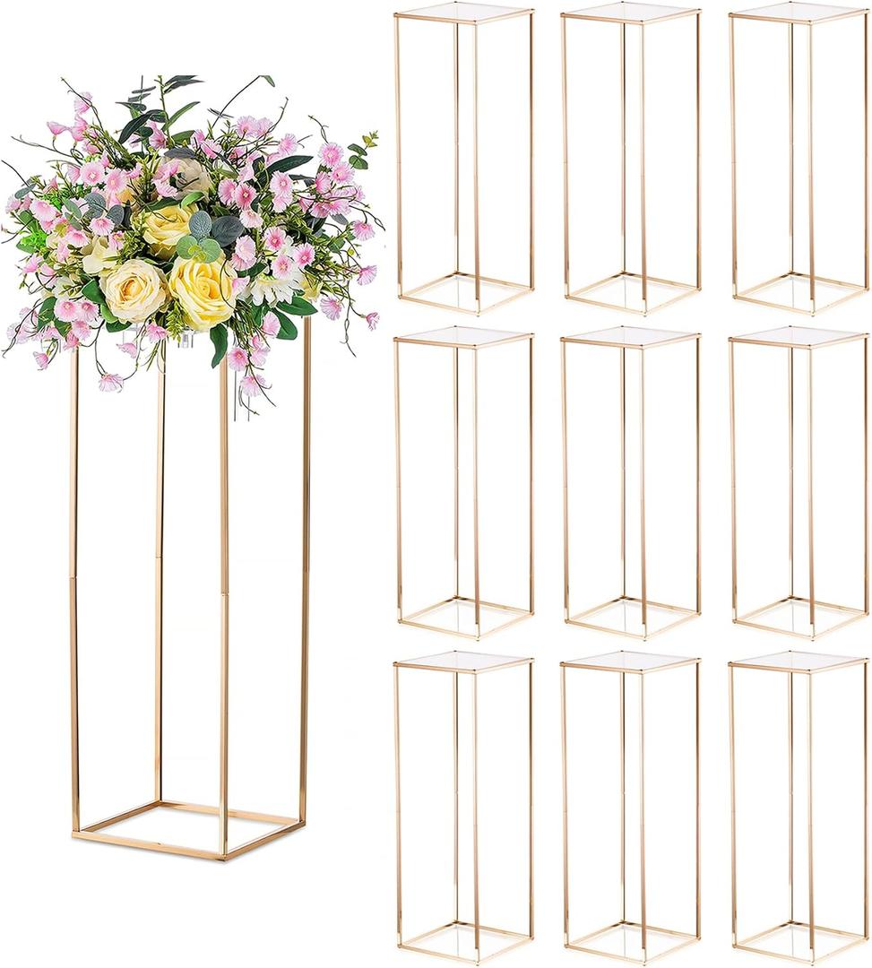 Sziqiqi Table Centerpiece Decorations for Weddings - Wedding Decoration for Ceremony Modern Rectangular Flowers Arrangements Display Rack for T-Stage Tables 31.5inch