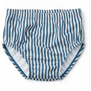 Baby Toddler Boy Swim Diaper Washable Waterproof Reusable Swim Pant Organic Seersucker Blue Stripe Swimsuit 2-3T UPF50