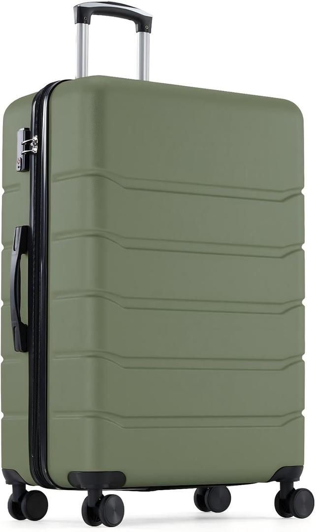 OLIXIS 28 Inch Luggage, Hardside Checked Suitcase with Spinner Wheels, Lightweight ABS Hard Shell Travel Luggage, TSA Approved Lock, Expandable Large Suitcase for Business & Travel–Olive Green