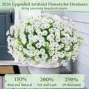 Yastouay Artificial Flowers for Outdoors, 14 Bundles Fake Outdoor Flowers, UV Resistant Artificial Plants & Flowers for Decoration, White Realistic Morning Glory for Outdoor Porch Garden Decoration