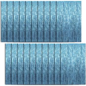 20 Pack Foil Curtain Backdrop Blue Metallic Tinsel Foil Fringe Curtains Photo Booth Props for Birthday Wedding Engagement Baby Shower Bachelorette Christmas Holiday Celebration Party Decorations