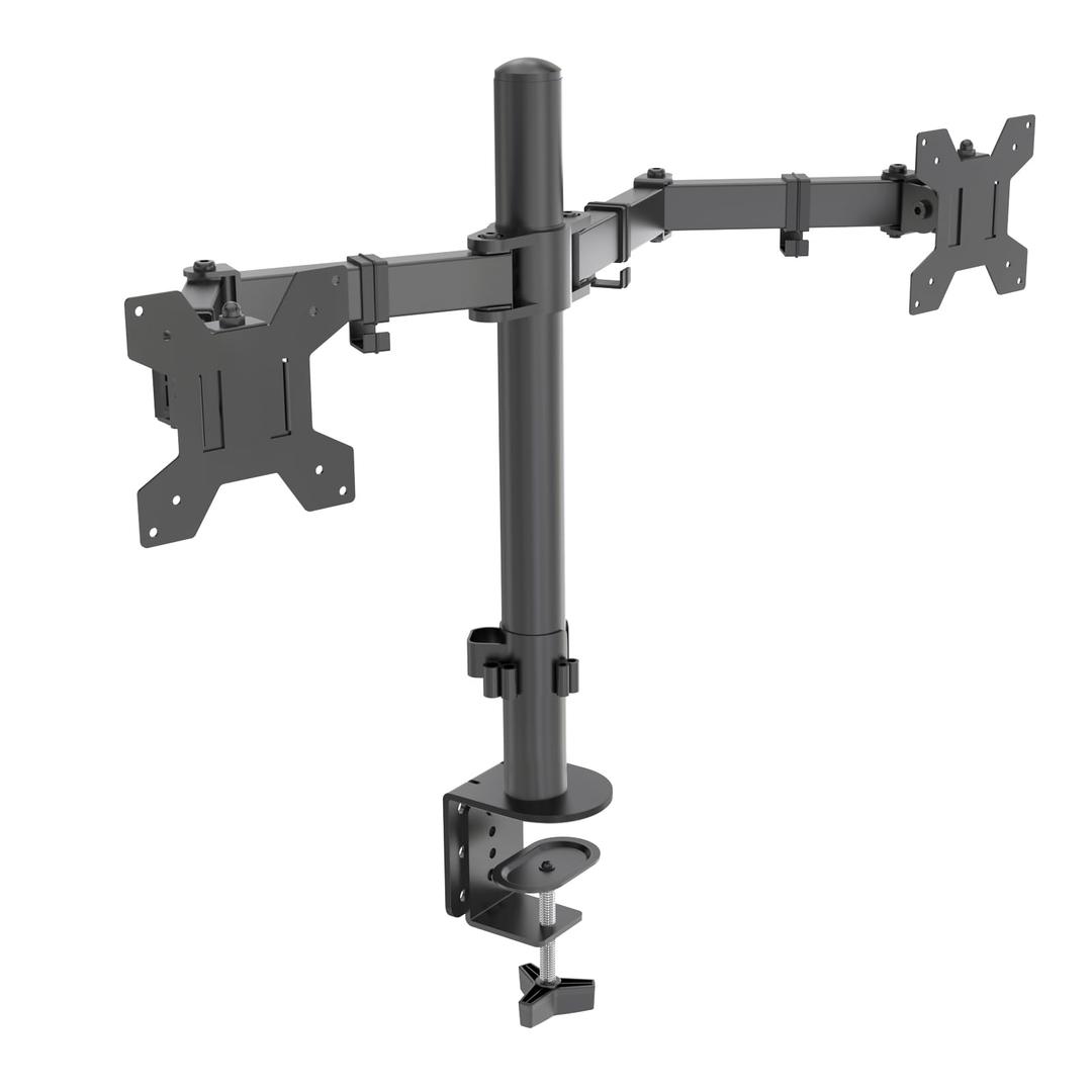 H&C(hcck&Cllassp) Dual Monitor Mount, Monitor Arm with Swivel, Tilt, Rotation, Height Adjustable, VESA Mount for 17-27” Monitors up to 17.6lbs, Desk Mount with C-Clamp, Black