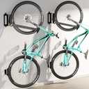 2-Pack Swivel Bike Rack Wall Mount, Bike Hangers for Garage, Space-Saving Vertical Bike Holder, Holds up to 77 lbs, Bicycle Wall Hanger Storage, No Heavy Lifting Required Indoor Hanging Bike Rack (Black)