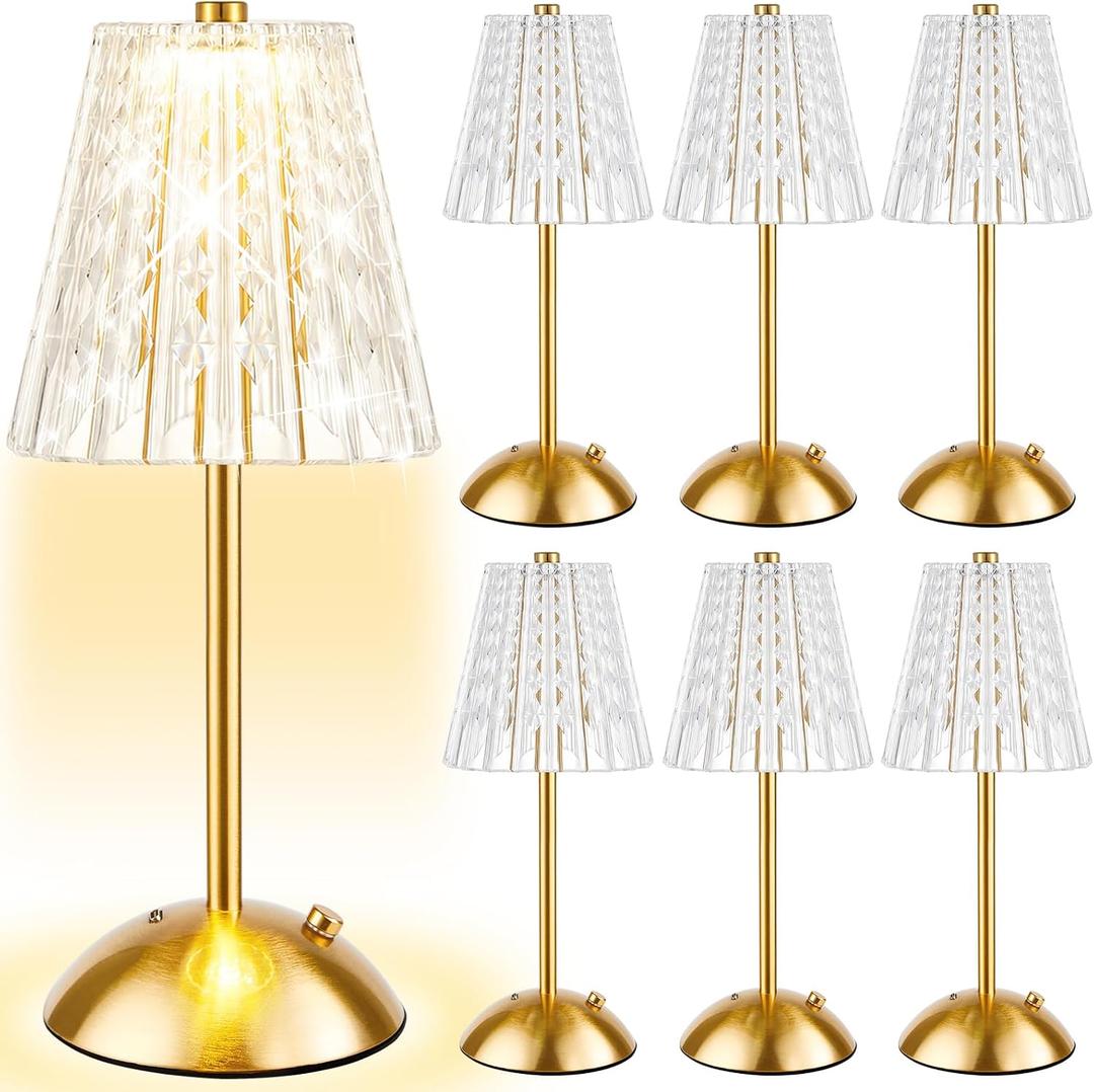 6 Pcs Cordless Table Lamp Rechargeable Touch Lamp,Gold Classic
