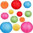 12Pcs Paper Lanterns 6, 8, 10, 12,Paperlanterns Party Decoration, Colorful Paper Lanterns for Wedding, Bridal, Birthday, Outdoor, Home, Garden, Holiday and Party.