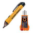 Klein Tools NCVT1PKIT Electrical Tester Kit with Non-Contact Low Voltage Test Pen, 50 to 1000V AC and GFCI Receptacle Tester, 2-Piece