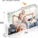 5x7 Acrylic Picture Frame Set of 6, 20mm Thick, Double-Sided Transparent Magnetic Frameless Photo Frame, Desktop Freestanding Display for Office or Home Decor