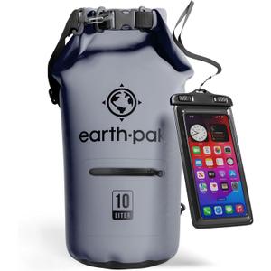 Earth Pak Waterproof Dry Bag with Zippered Pocket - Waterproof Dry Bag Backpack Keeps Gear Dry (10L, Gray)