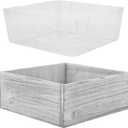 CYS EXCEL White Wood Square Planter Box with Removable Plastic Liner (H:4" Open:10"x10") | Multiple Size Choices Wooden Planters | Indoor Decorative Flower Box
