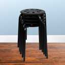 Flash Furniture Bailey Plastic Nesting Stack Stools, 17.5"Height, Black (5 Pack) (Set of 5)