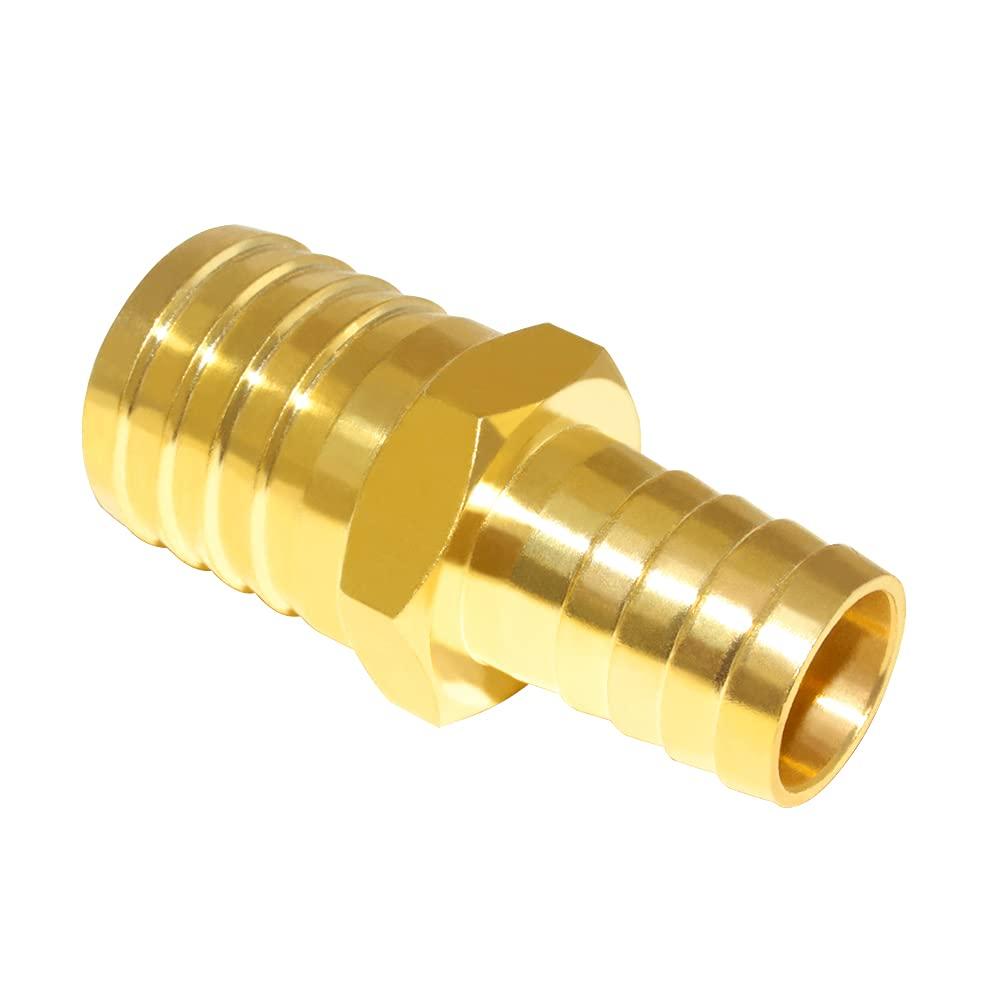 Joywayus Hose Barb Reducer 3/4" to 1" Barb Fitting Reducing Splicer Hex Union Brass Fitting Water/Fuel/Air