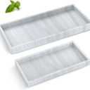 Bathroom Counter Tray,EG-SIPRO High-Grade Thickened Silicone Bathroom Vanity Tray,Shatterproof Durable Rectangle Bathroom Tray Soap Dispenser Tray for Bathroom Countertop,Small+Large (EGTRAY) (7.8" x 3.9" x 0.8" + 10.6" x 5.1" x 0.8", Marble Pattern)