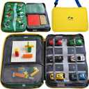 Portable kids toys storage bag with alloy toy cars, simulated dinosaurs, building blocks, base plates and a city road map. Educational travel toy set, suitable as a birthday gift for children aged 3-6