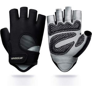 VINSGUIR Workout Gloves for Men and Women, Weight Lifting Gloves with Excellent Grip, Lightweight Gym Gloves for Weightlifting, Cycling, Exercise, Crosstraining, Pull ups, Fitness, Climbing and Rowing (Large, Black)