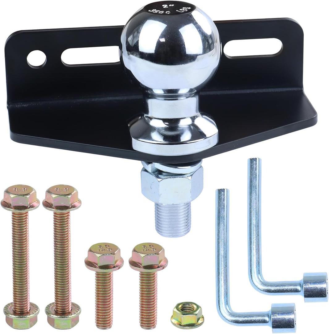 Lawn Mower Trailer Hitch Kit with Chrome Trailer Hitch Ball, 3/4x2 Inch Hitch Ball Garden Tractor Pro Hi Hitch Fit for Many Models of Trailers, Golf Carts, Tractors
