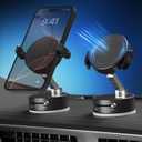 Upgraded 360 Adjustable Vacuum Magnetic Phone Holder, Vacuum Suction Magnetic Phone Mount with Clamp Foldable Phone Holder for Car/Gym/Mirror/Smooth Surface, Suitable with All Smartphones (Black)