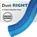 Dust Right 4 Dust Collection Hose - Expandable Hose - Polymer Dust Collectors for Woodworking Stretch up to 7X L - Translucent Blue Dust Collector Hose, 4 L Extends to 14 L