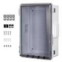 ABS Electrical Junction Box, Ventilated Design, Cable Grommets, IP65 Waterproof Enclosure, Indoor/Outdoor Use with Mounting Panel .(Clear Cover, 13.8"x9.7"x5.9")