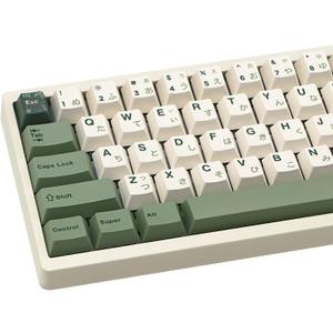Green Japanese Keycaps, Cherry Profile Botanical Keycap 130 Keys, Custom Thick PBT Key caps, Dye Sublimation Keycaps for ANSI/ISO Gateron Cherry MX Switches Mechanical Keyboard