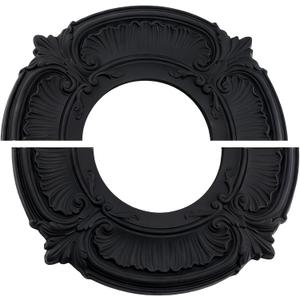 INCREWAY 1Pack Split Lighting PU Ceiling 3D Modeling Ceiling Cover Plate Ceiling Fan Medallion Home 12 Inch OD x 5.3 Inch ID (Black)