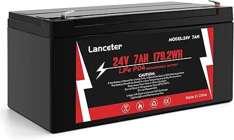24V 7Ah/20hr LiFePO4 Lithium Battery for 24 Volt Power Wheels UTV Ride On Cars & Toys, Replacement for 12FM7 Battery