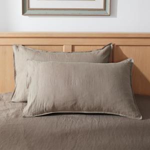 TOSMO 100% Linen Pillowcase Standard Size, Set of 2, Stone Washed Pillowcases Envelope Closure, Soft and Durable Pillow Cases, 20" X 26", Taupe (20''x26''-Basic, Taupe)