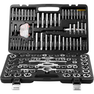 VEVOR Tap and Die Set, 116-Piece Include Metric and SAE Size, Bearing Steel Taps and Dies, Essential Threading Tool for Cutting External Internal Threads, with Complete Accessories and Storage Case