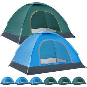 Woanger 6 Pack Bulk 2 Person Camping Tents for Homeless Lightweight Outdoor Tent with Rain Fly and Carrying Bag, Waterproof Windproof Setup Pop Up for Homeless Camping Backpacking (Blue Green)