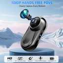 Mini Body Camera 1080P, 512G Thumb Vlogging Cam Hands-Free Recording, Action Camera with 360 Rotate Clip&Magnetic Clip, Wearable Video Recorder for Traveling/Motorcycle(SD Card Not Included) Black