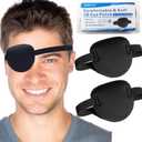 2 Pcs Eye Patches for Adults and Kids,3D Adjustable Eyepatch for Right or Left Eye,One Eye Cover for Lazy Eye,Pirate Costume(Black)