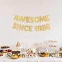 4 x Pre-Strung Awesome Since 1986 Gold Glitter Banner, Happy 40th Birthday Decorations for Women, 40 Year Old Anniversary Party Decor for Men
