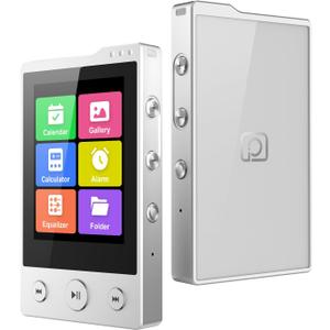 64GB MP3 Player with Sturdy Build & Durable,Aluminum Alloy,Phinistec Portable Mini Bluetooth Music Player with FM Radios,50 Hours Long Battery Life,2.4" Touchscreen,Up to 256GB