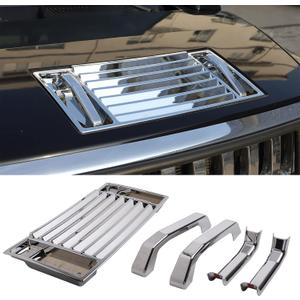 PIUGILH ABS Front Hood Deck Vent Panel Grille Hood Trim Cover Kit for Hummer H2 2003-2009 Accessories, Hood Top Handle Trim Cover Kit (Bright)