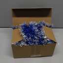 50FT Christmas Tinsel Garland - Metallic Twist Shiny Christmas Tree Decorations, Xmas Holiday Hanging Garland for Home Mantle Stair Indoor Outdoor Party Supplies Decor (Blue)