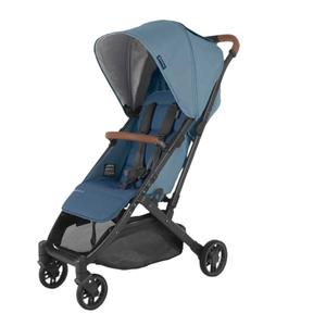 UPPAbaby Minu V2 Travel Stroller/Lightweight, Portable Design/One-Hand Fold/Shoulder Strap and Leather Bumper Bar Included/Gwen (Green Mélange/Carbon Frame/Saddle Leather)