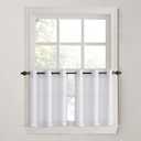 No. 918 Montego Casual Textured Semi-Sheer Grommet Kitchen Curtain Tier Pair, 56" x 24", White