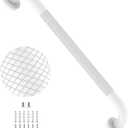24 Inch White Anti Slip Bathroom Shower Grab Bar w/Knurled Grip