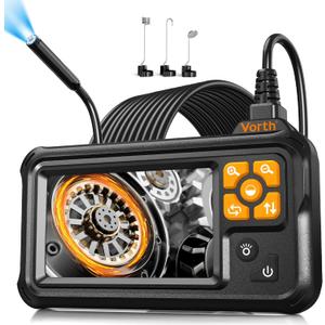Endoscope Camera with Light, 4.3" IPS Screen 1080P Borescope with 8 LED Lights, 16.5 FT Semi-Rigid Cable Snake Camera, IP67 Waterproof Sewer Inspection Men Tool Single Lens