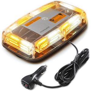 72LED Roof Top Emergency Strobe Beacon Lights, 12-24V High Visibility Safety Warning Mini LED Strobe Light bar with Magnetic Base for Snow Plow, Trucks, Construction Vehicles (Amber/White)