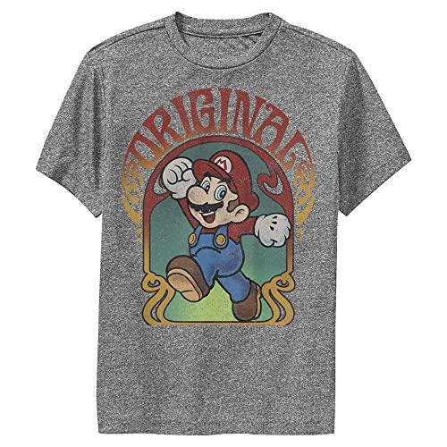 Nintendo Kid's Mario Psych Surf T-Shirt, Charcoal Heather, Small Nintendo Kid's Mario Psych Surf T-Shirt, Charcoal Heather, Small