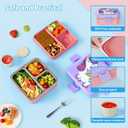 Freshmage Stainless Steel Double-Layer Bento Box Container with 3 Compartments, Large Capacity Leakproof and BPA Free Bento Lunch Box, Durable,Drop-Proof, Dishwasher Safe, Pink