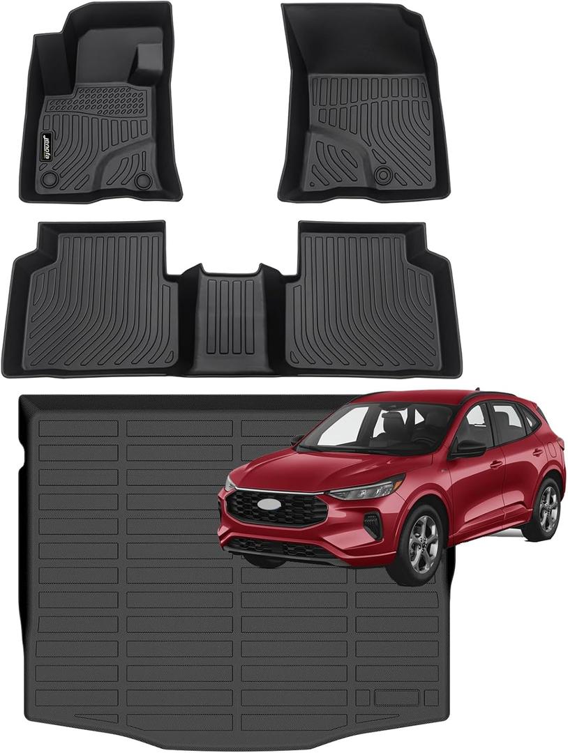 Jenofa-Car Floor Mats & Cargo Liner for 2020-2026 Ford Escape Gas (NO Hybrid) All Weather Floor Mats Set Full Set Floor Liners Custom for Escape 2025 Accessories