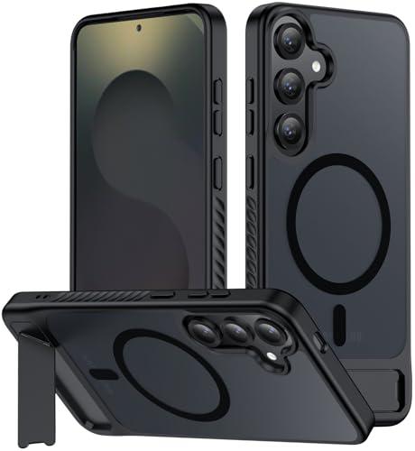 hitfine Magnetic for Samsung Galaxy S25 Plus Case,[Compatible with MagSafe][Built-in Invisible Kickstand] [Military Grade Shockproof]Slim Translucent Matte Phone Case for Samsung Galaxy S25 Plus 6.7"