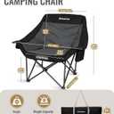 KingCamp Camping Chair, Heavy Duty 500lbs Folding Couch for Adults, Padded Comfortable Sofa Seat with Cooler Bag Cup Holder for Outdoor Sports Fishing Patio Lawn