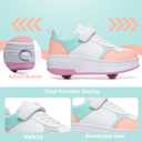 HSQ Roller Skate Shoes for Girls Kids Detachable Wheeled 2 in 1 Skating Shoes with Wheels Fashion Sneaker Size Little Kid 1
