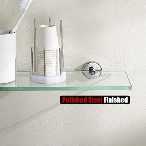 JQK Bathroom Glass Shelf Chrome, Tempered Glass Shower Storage 20 by 5 inches, 304 Stainless Steel Polished Chrome Wall Mount, 1 Pack, TGS101L20-CH-P2