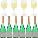 Miniature Champagne Wine Glass and Bottle for 1:12 Dollhouse Decor, Cake Topper Ornament, Mini Alcohol Liquor Beer Small Can Cocktail Simulation Accessories for Adult (20)