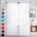 youleyar Sheer Rod Pocket Curtain Voile Draperies 2 Panels White Beige Black Grey Coffee 52 Inch Width 84 Inch Long 1 Pair for Kitchen Bedroom Children Living Room Yard (Optical White,52W84L)