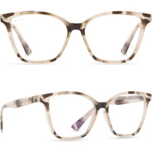 DIFF Leah Oversized Rectangle Blue Light Blocking Reading Glasses for Women