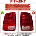 (3 Pack) Rear LED Taillight + 3rd Brake Cargo Lamp for 2009-2018 Dodge Ram 1500, 2010-2018 Ram 2500 3500 Chrome Smoke Lens, Only Fit factory Halogen/incandescent and Without Projector Headlights Model
